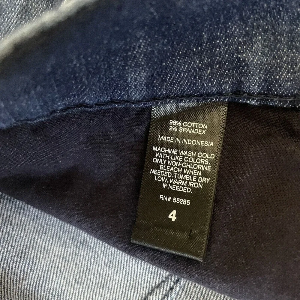 Express Denim Skirt Womens 4 Dark Wash Button Front Short Mini Stretch Denim